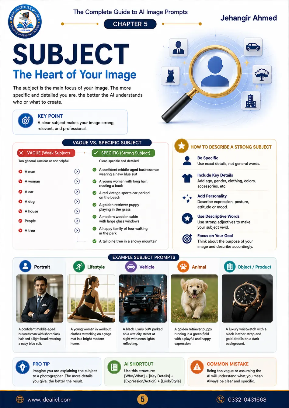 Choosing the subject of an AI image